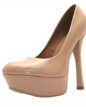 Size-7-Womens-Ls6257-Odeon-Shiny-Nude-High-Heel-Platform-Court-Shoes-0