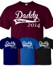 SnS-Online-Mens-Daddy-Since-2014-Father-Day-Gift-New-Born-Baby-Unisex-T-shirt-Tee-Top-Cotton-T-Shirt-Burgundy-L-Chest-42-44-0-0