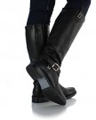 Sole-Affair-BEXLEY-Ladies-Women-Leather-Style-Knee-High-Flat-Sole-Low-Heel-Biker-Riding-Boots-Shoes-Size-UK-6-EU-39-Black-0-0
