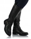 Sole-Affair-BEXLEY-Ladies-Women-Leather-Style-Knee-High-Flat-Sole-Low-Heel-Biker-Riding-Boots-Shoes-Size-UK-6-EU-39-Black-0-1