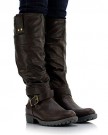 Sole-Affair-HUSTLE-Ladies-Womens-Leather-Style-Knee-High-Flat-Low-Chunky-Heel-Biker-Riding-Boots-Size-UK-7-EU-40-Brown-0-1