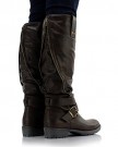 Sole-Affair-HUSTLE-Ladies-Womens-Leather-Style-Knee-High-Flat-Low-Chunky-Heel-Biker-Riding-Boots-Size-UK-7-EU-40-Brown-0-2