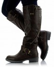 Sole-Affair-HUSTLE-Ladies-Womens-Leather-Style-Knee-High-Flat-Low-Chunky-Heel-Biker-Riding-Boots-Size-UK-7-EU-40-Brown-0-3