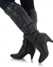 Sole-Affair-PARIS-Ladies-Womens-Leather-Style-Low-Medium-Stiletto-Heel-Knee-High-Zip-Boots-Shoes-Size-UK-8-EU-41-Black-0-1