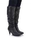 Sole-Affair-PARIS-Ladies-Womens-Leather-Style-Low-Medium-Stiletto-Heel-Knee-High-Zip-Boots-Shoes-Size-UK-8-EU-41-Black-0-2