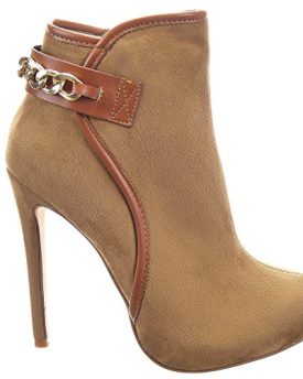 Sopily-Womens-Fashion-Shoes-Ankle-boots-Booty-Low-Boots-ankle-high-Stiletto-Low-boots-Chains-12-CM-Camel-WL-628-86-T-41-UK-8-0