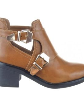 Sopily-Womens-Fashion-Shoes-Ankle-boots-Booty-Low-Boots-high-top-High-Buckle-Heel-Block-Heel-65-CM-Camel-CAT-AS1403-T-39-UK-6-0