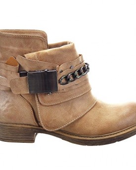 Sopily-Womens-Fashion-Shoes-Ankle-boots-Booty-ankle-high-Cavalier-Biker-Chains-Buckle-Heel-Block-Heel-3-CM-Camel-FRF-3309-2-T-37-UK-4-0