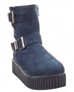 Sopily-Womens-Fashion-Shoes-Ankle-boots-Booty-ankle-high-Cavalier-Buckle-Zip-Heel-wedge-platform-5-CM-Blue-FRF-BL71-T-36-UK-3-0-0