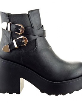 Sopily-Womens-Fashion-Shoes-Ankle-boots-Booty-ankle-high-Chelsea-Boots-Buckle-multi-straps-95-CM-Black-CAT-FD176-T-37-UK-4-0