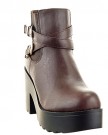 Sopily-Womens-Fashion-Shoes-Ankle-boots-Booty-ankle-high-Chelsea-Boots-Buckle-multi-straps-95-CM-Brown-CAT-FD176-T-38-UK-5-0-0