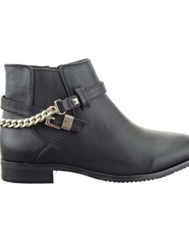 Sopily-Womens-Fashion-Shoes-Ankle-boots-Booty-ankle-high-Chelsea-Low-boots-Chains-Buckle-Heel-Block-Heel-25-CM-Black-FRF-L85-T-36-UK-3-0