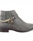 Sopily-Womens-Fashion-Shoes-Ankle-boots-Booty-ankle-high-Chelsea-Low-boots-Chains-Buckle-Heel-Block-Heel-25-CM-Grey-FRF-L85-T-38-UK-5-0