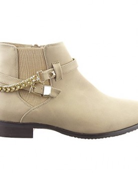 Sopily-Womens-Fashion-Shoes-Ankle-boots-Booty-ankle-high-Low-boots-Chains-Buckle-Heel-Block-Heel-25-CM-Beige-FRF-L85-T-41-UK-8-0