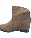 Sopily-Womens-Fashion-Shoes-Ankle-boots-Booty-ankle-high-Low-boots-Heel-Wedge-7-CM-Khaki-WL-263-4-T-37-UK-4-0-1