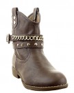 Sopily-Womens-Fashion-Shoes-Ankle-boots-Booty-ankle-high-Western-Santiags-Cowboy-Low-boots-Quilted-Chains-studded-Heel-Block-Heel-25-CM-Khaki-FRF-A089-T-38-UK-5-0-0