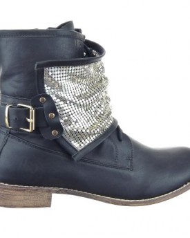 Sopily-Womens-Fashion-Shoes-Ankle-boots-Booty-high-top-Biker-metallic-Heel-Block-Heel-25-CM-Black-WL-263-1-T-37-UK-4-0