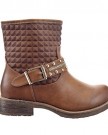 Sopily-Womens-Fashion-Shoes-Ankle-boots-Booty-high-top-Cavalier-Biker-Quilted-studded-Zip-Buckle-Heel-Block-Heel-35-CM-Camel-FRF-XF216-T-39-UK-6-0