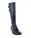 Sopily-Womens-Fashion-Shoes-Boots-Knee-High-Cavalier-Biker-Buckle-Heel-Block-Heel-4-CM-Black-CAT-AS1402-T-36-UK-3-0-0