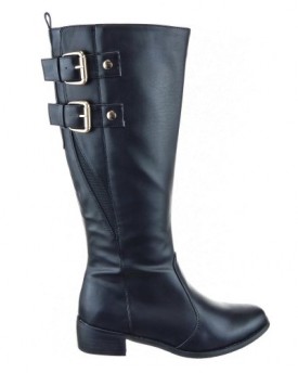 Sopily-Womens-Fashion-Shoes-Boots-Knee-High-Cavalier-Biker-Buckle-Heel-Block-Heel-4-CM-Black-CAT-AS1402-T-36-UK-3-0