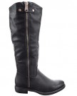 Sopily-Womens-Fashion-Shoes-Boots-Knee-High-Cavalier-Western-Buckle-Zip-Heel-Block-Heel-3-CM-Black-FRF-L10-T-38-UK-5-0