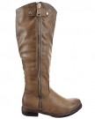 Sopily-Womens-Fashion-Shoes-Boots-Knee-High-Cavalier-Western-Buckle-Zip-Heel-Block-Heel-3-CM-Khaki-FRF-L10-T-40-UK-7-0