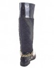Sopily-Womens-Fashion-Shoes-Boots-Knee-High-Wellignton-Rain-Boots-Cavalier-Quilted-Buckle-Chains-Heel-Block-Heel-3-CM-Black-FRF-66-5-T-41-UK-8-0-2