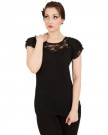 Spiral-Women-GOTHIC-ELEGANCE-Lace-Layered-Cap-Sleeve-Top-Black-Large-0-0