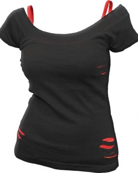 Spiral-Women-URBAN-FASHION-2in1-Red-Ripped-Top-Black-X-Large-0
