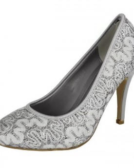 Spot-On-High-Heel-Court-Lace-Design-Silver-Size-6-UK-0