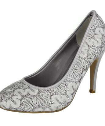 Spot-On-High-Heel-Court-Lace-Design-Silver-Size-6-UK-0