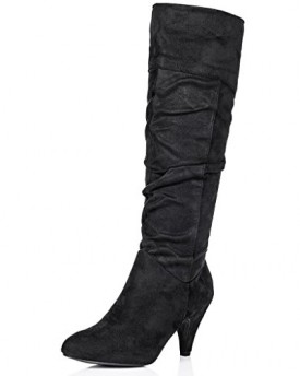 Stiletto-Heel-Knee-High-Boots-Black-Synthetic-Suede-UK-3-0