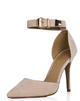 Stiletto-Heel-Pointed-Toe-Court-Shoes-Cream-Synthetic-Suede-UK-6-0