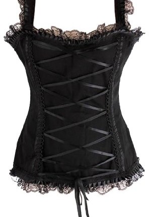 Stretch-Bodice-Top-with-Corset-Lacing-and-Lace-Trim-Size-16-0