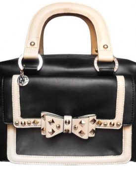 Studded-Bow-Designer-Structured-Leather-LYDC-Womens-Hand-Bag-Satchel-Black-0