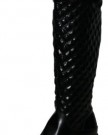 Stunning-Black-Faux-Leather-Quilted-Stretchy-Block-Mid-Heel-Knee-High-Boots-0