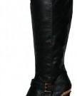 Stunning-New-Sexy-Black-Faux-Leather-Knee-High-Heel-Boots-Gold-Buckle-Strap-0-3