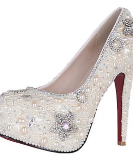 Stunning-Pearl-Covered-Platform-45-Inches-High-Heels-Wedding-Party-Shoes-UK-NEXT-DAY-DELIVERY-Silver-UK7-0
