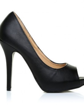 TIA-Black-PU-Leather-Stiletto-High-Heel-Platform-Peep-Toe-Shoes-Size-UK-4-EU-37-0