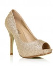 TIA-Champagne-Glitter-Stiletto-High-Heel-Platform-Peep-Toe-Shoes-Size-UK-4-EU-37-0-0
