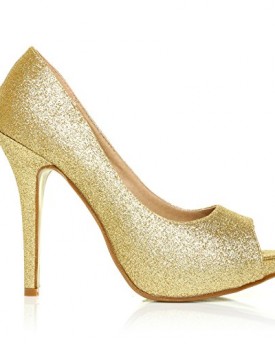TIA-Gold-Glitter-Stiletto-High-Heel-Platform-Peep-Toe-Shoes-Size-UK-5-EU-38-0