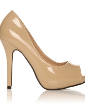 TIA-Nude-Patent-PU-Leather-Stiletto-High-Heel-Platform-Peep-Toe-Shoes-Size-UK-7-EU-40-0