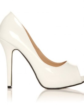 TIA-White-Patent-PU-Leather-Stiletto-High-Heel-Platform-Peep-Toe-Shoes-Size-UK-8-EU-41-0