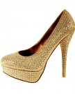 TRUFFLE-Gold-High-Stiletto-Heel-Glitter-Diamante-Platform-Court-Shoes-6-0-0