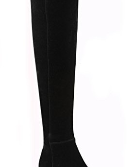 Threes-Ladies-Suede-Over-Knee-Boots-Block-Slim-Warm-High-Leg-Boots-3-black-0