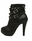 Trs-Chic-Mailanda-women-platform-studded-buckle-high-heel-lace-up-biker-ankle-shoes-boots-stiletto-military-size-UK-3-0-0