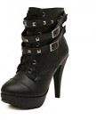 Trs-Chic-Mailanda-women-platform-studded-buckle-high-heel-lace-up-biker-ankle-shoes-boots-stiletto-military-size-UK-3-0