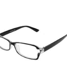Unisex-Black-Clear-Frame-Single-Bridge-Rectangle-Lens-Plain-Glasses-0