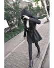 Vakind-Korean-Womens-Long-Sleeve-Lapel-Hooded-Trench-Coat-Outwear-Jacket-Waistband-M-Black-0-3