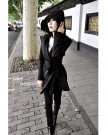 Vakind-Korean-Womens-Long-Sleeve-Lapel-Hooded-Trench-Coat-Outwear-Jacket-Waistband-M-Black-0-4